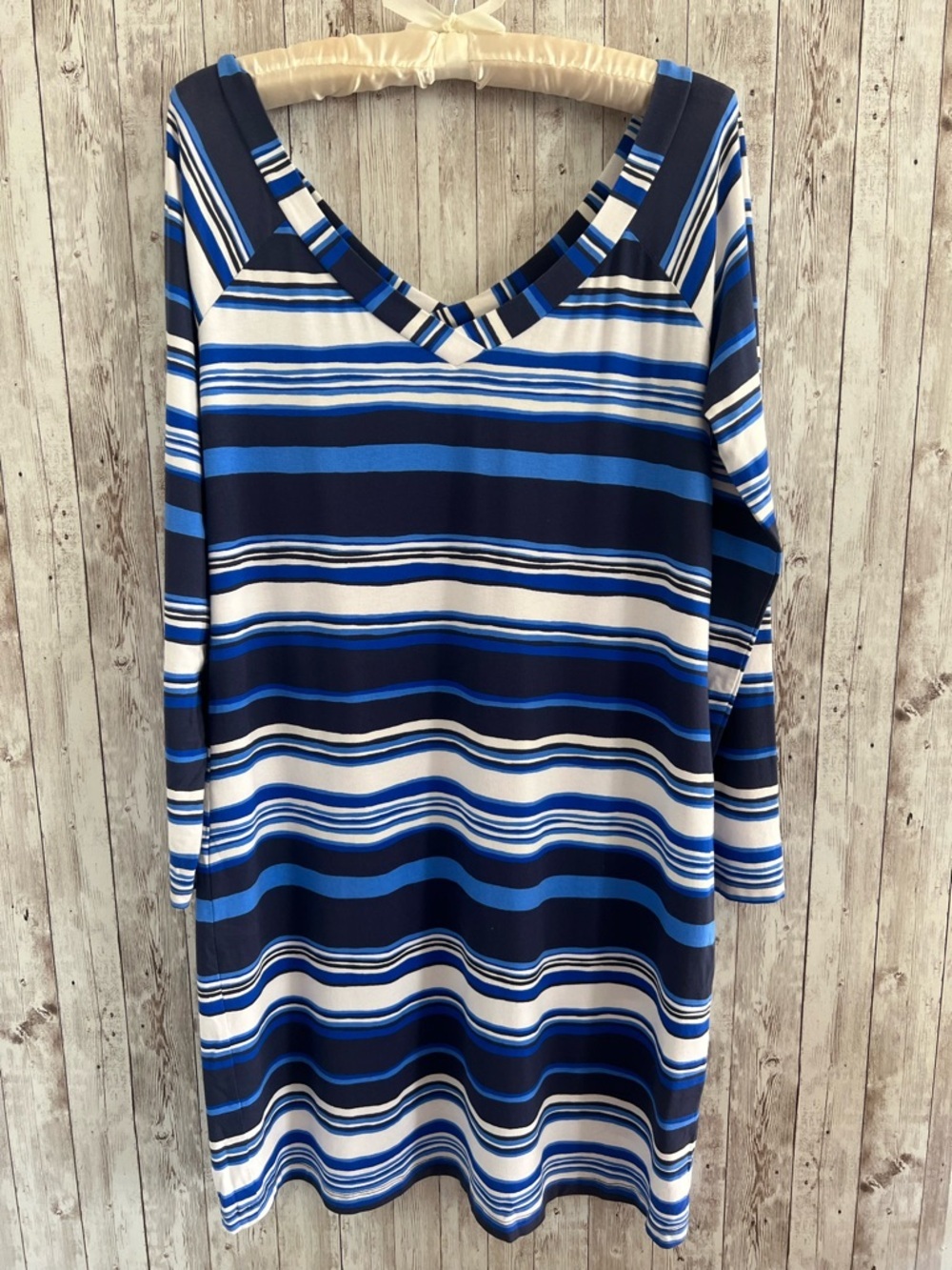 Lilly Pulitzer Suzanna Blue White Striped Nautical Beach Resort Dress NEW Large